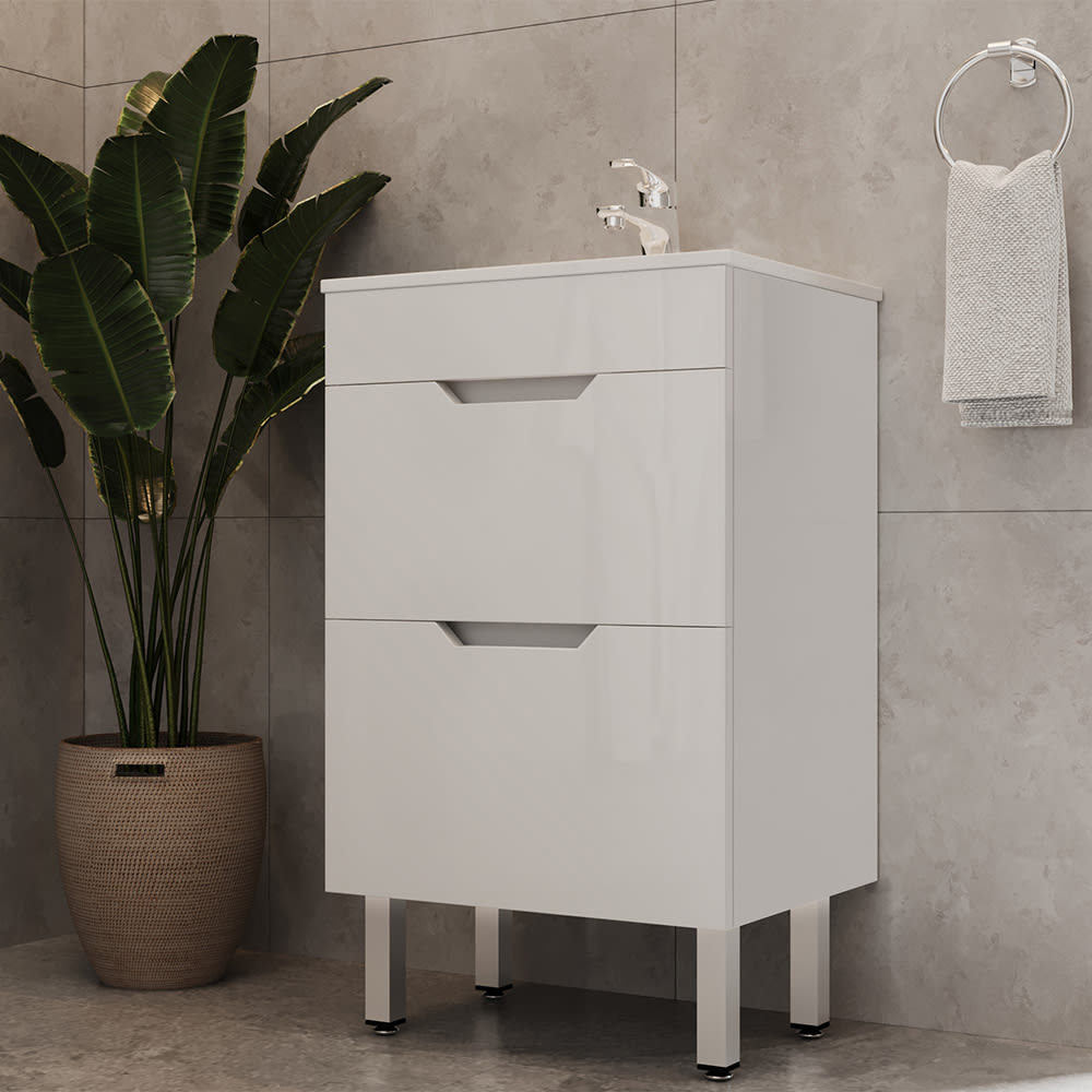 Waschbeckenunterschrank 2-teilig Weiß 50x81.5cm - Maisons Du