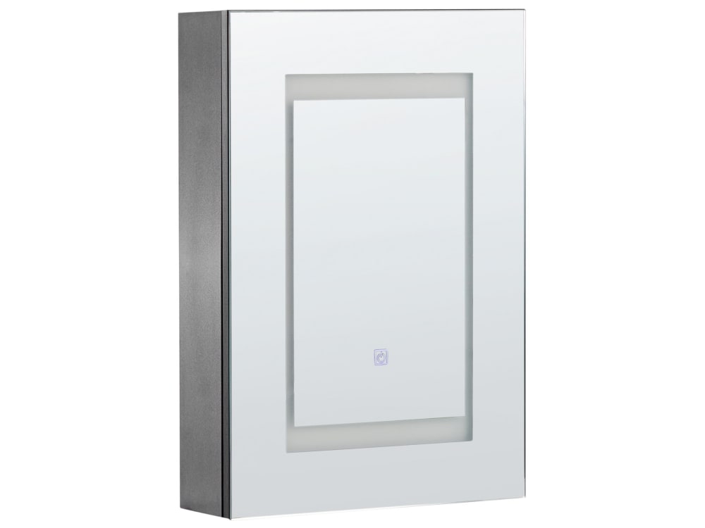 Beliani LED Bad-Spiegelschrank aus Holz 60cm, schwarz style modern - Holz