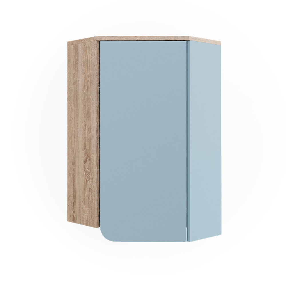 Vicco Badschrank mit Tür und offenen Fächern Sonoma/Blau 42,4x75cm style modern Braun Spanplatte