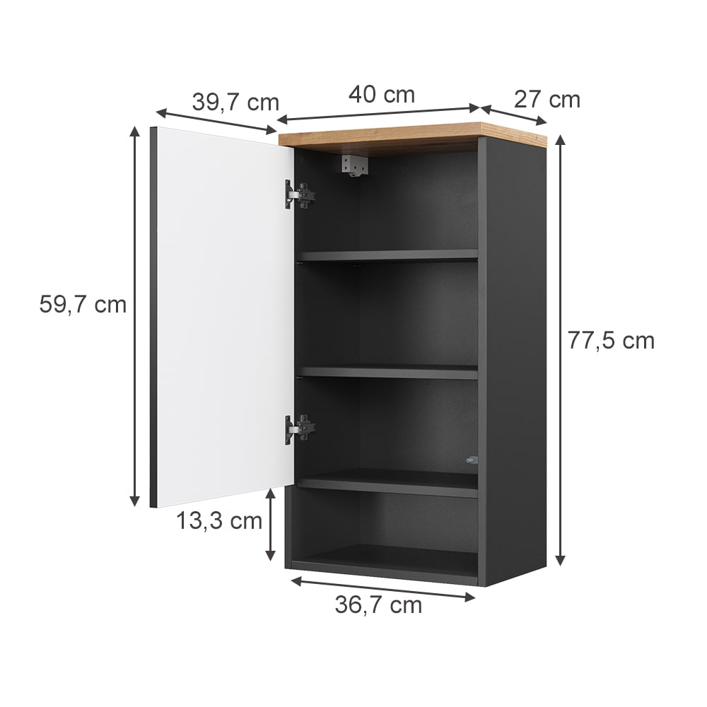 Badschrank, Anthrazit 40 x 77.5cm - Maisons Du Monde