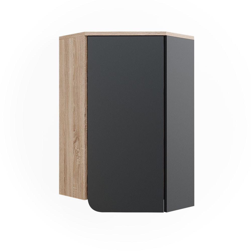 Vicco Eckhängeschrank mit Tür und offenen Fächern Sonoma 42,4x75cm style modern Braun Spanplatte