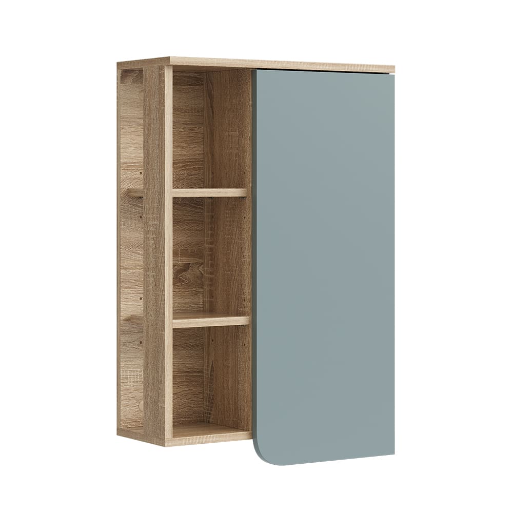 Vicco Badschrank mit Tür und offenen Fächern Sonoma/Blau 50x75cm style modern Braun Spanplatte