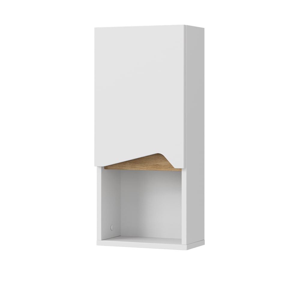Armoire murale avec porte et compartiment ouvert, Blanc 30 x 67cm