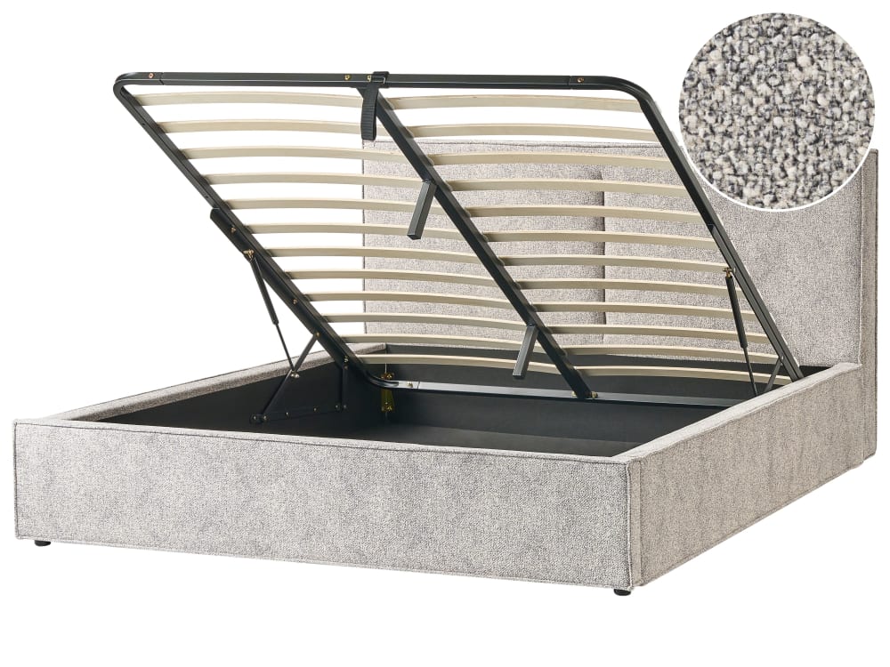 Lit double en tissu noir 180x200