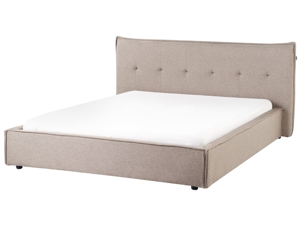 Lit double en tissu beige 160x200