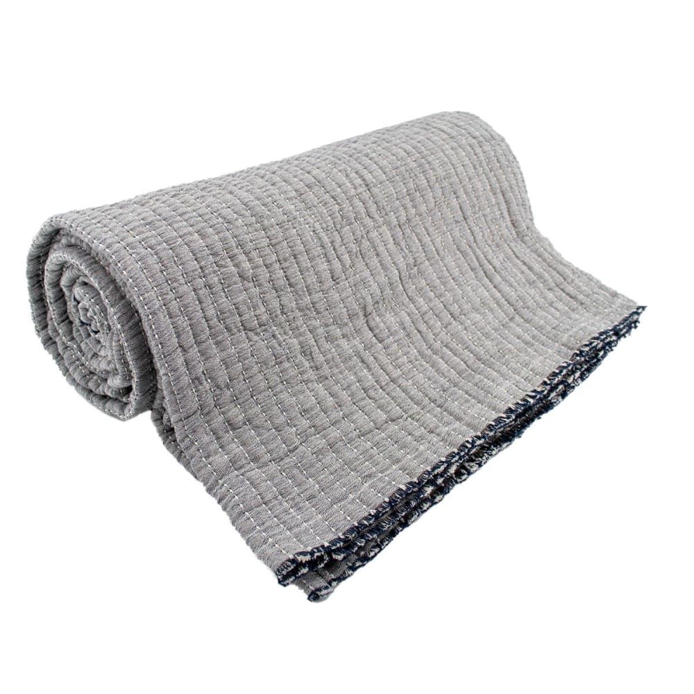 Dessus de lit matelassé coton lavé 180 x 250 cm abysse