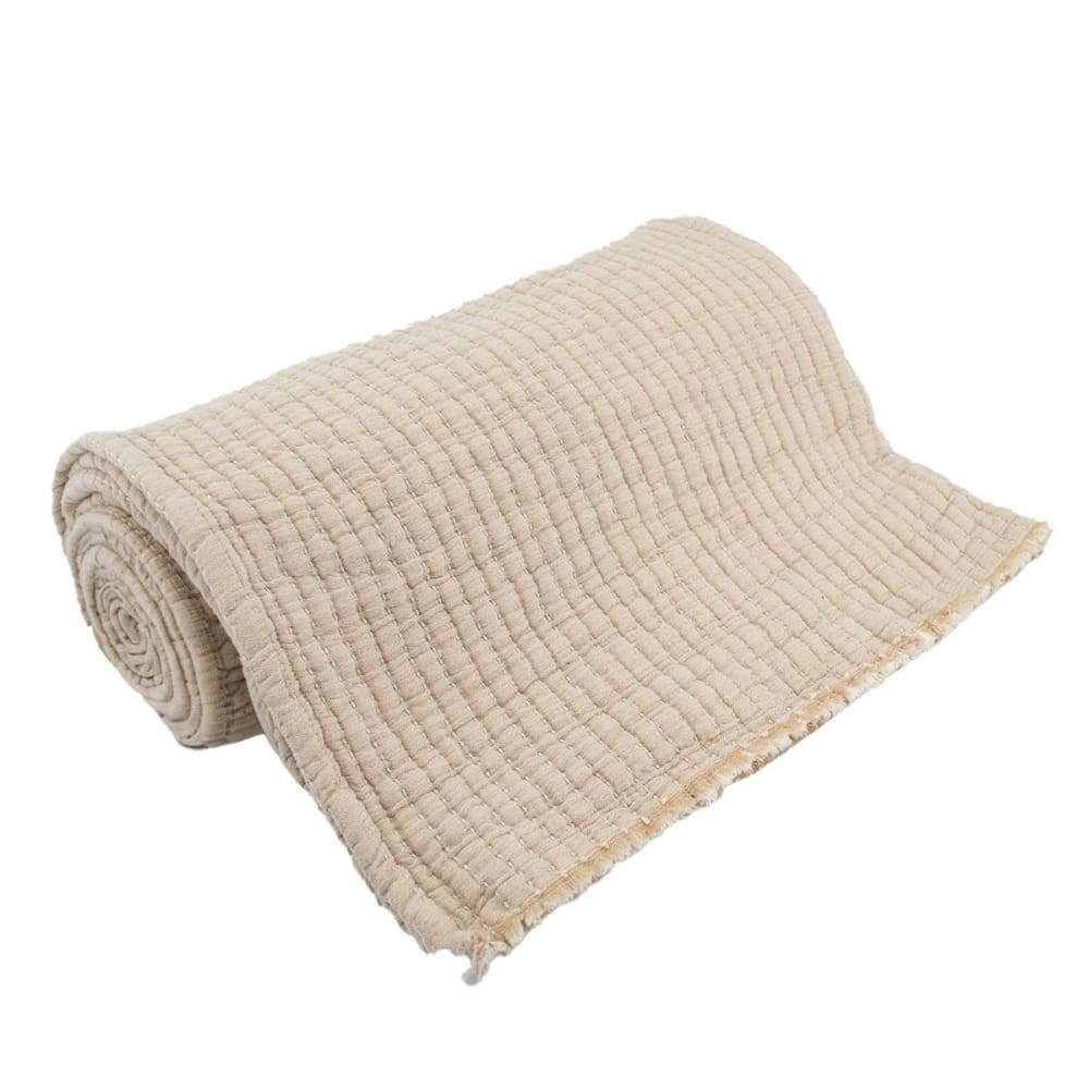 Dessus de lit matelassé coton lavé 270 x 250 cm latte