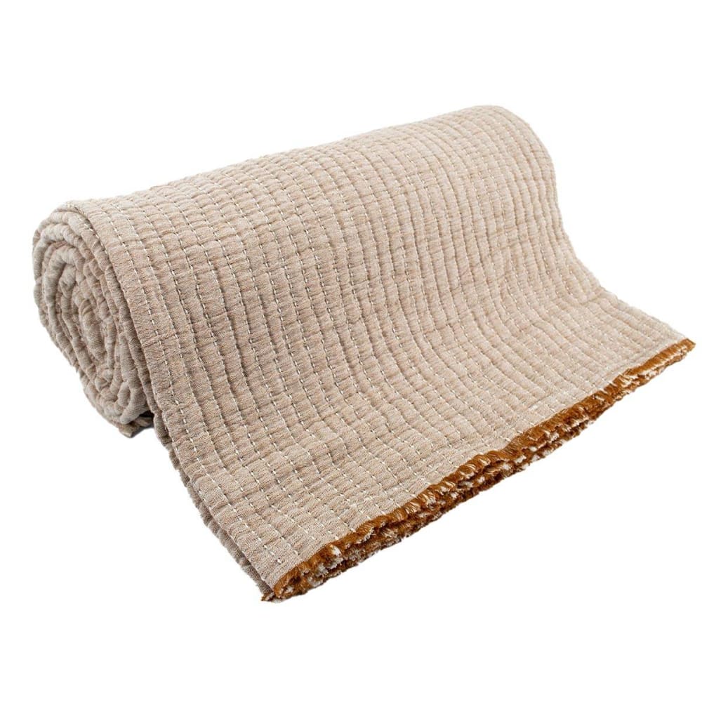 Dessus de lit matelassé coton lavé 230 x 250 cm bronze