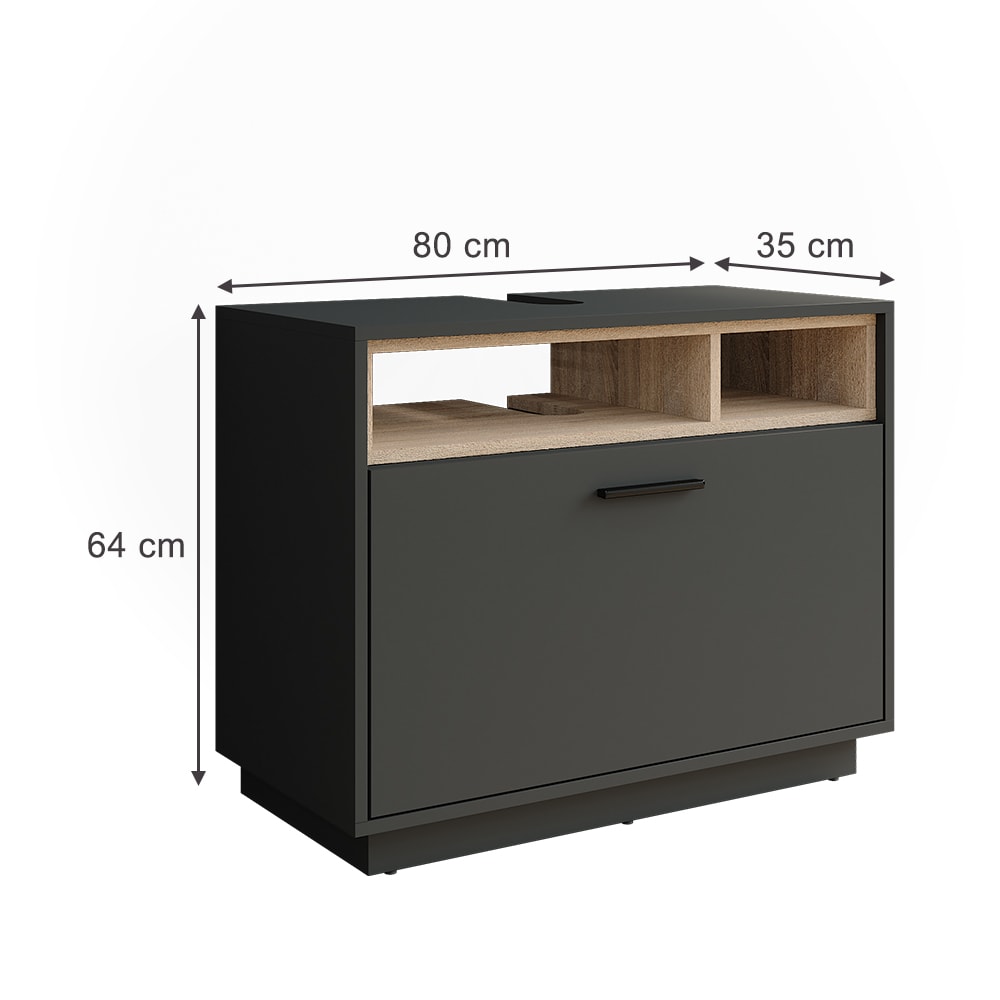 Waschbeckenunterschrank mit Schublade Anthrazit/Sonoma 80x64cm -