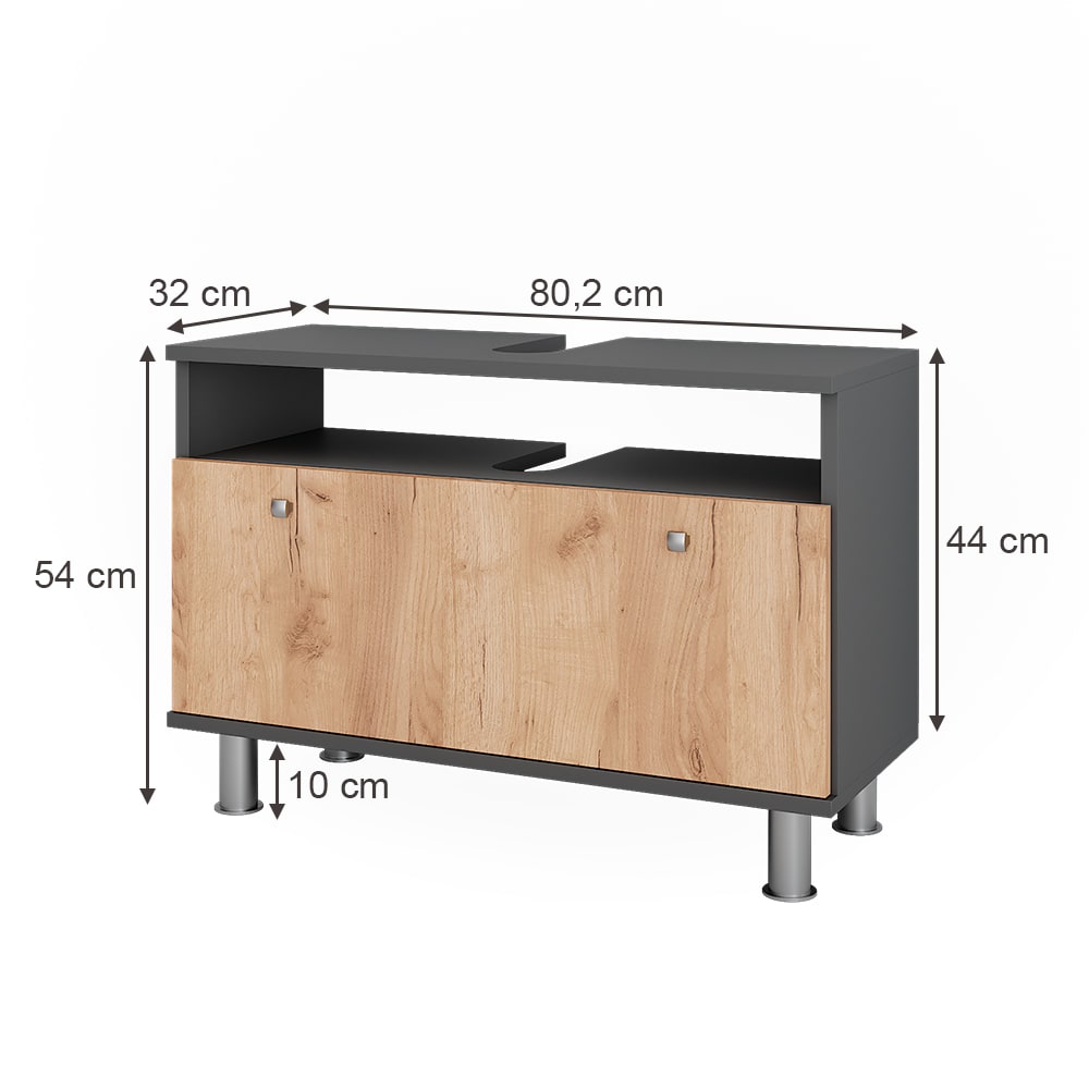 Waschbeckenunterschrank mit Schublade Anthrazit 80,2x54cm -