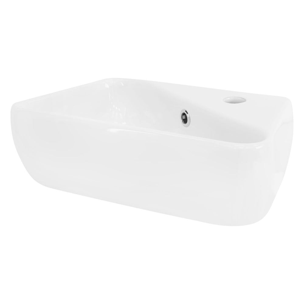 ML-Design Waschbecken aus Keramik in Weiß 45x27x13 cm, Eckig Weiß Keramik