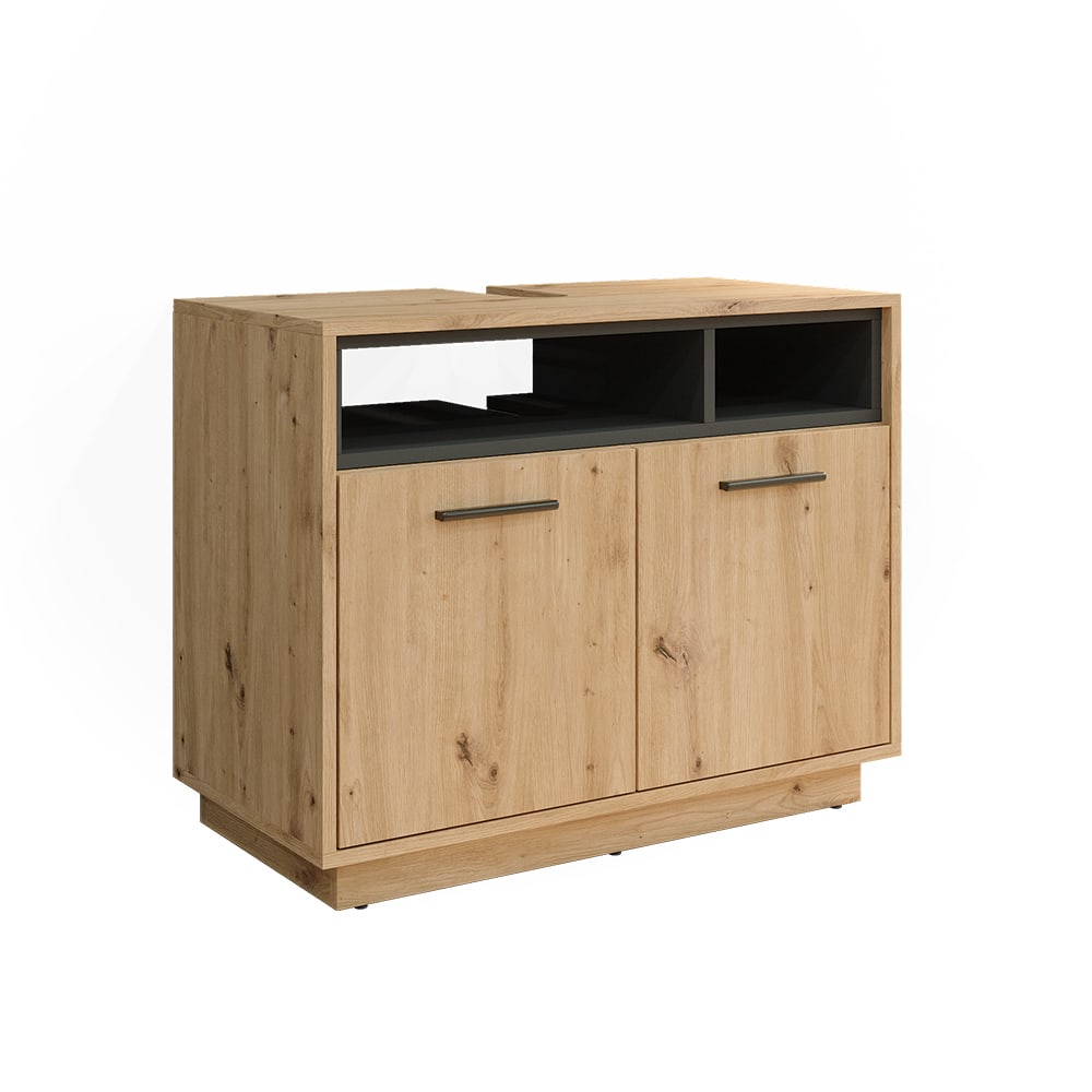 Meuble sous vasque simple 80x64cm, Chêne Artisan/Anthracite