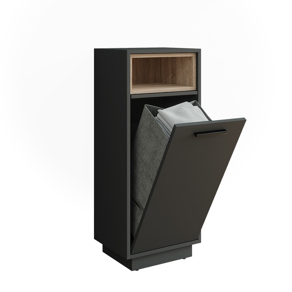 Vicco Wäscheschrank mit herausnehmbarer Innentasche Anthrazit/Sonoma 38x93cm style modern Grau Spanplatte
