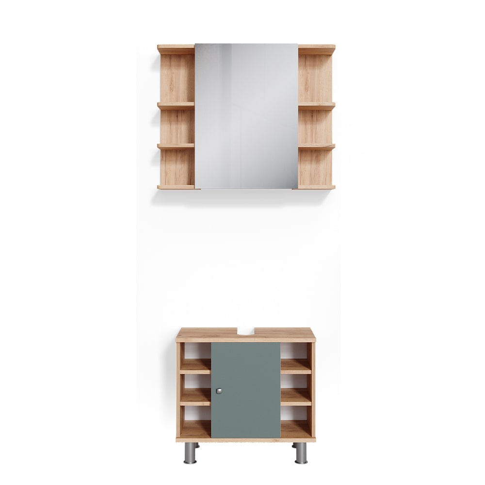 Vicco Badmöbel-Set 2-teilig Grün 60x54cm style modern Grün Spanplatte
