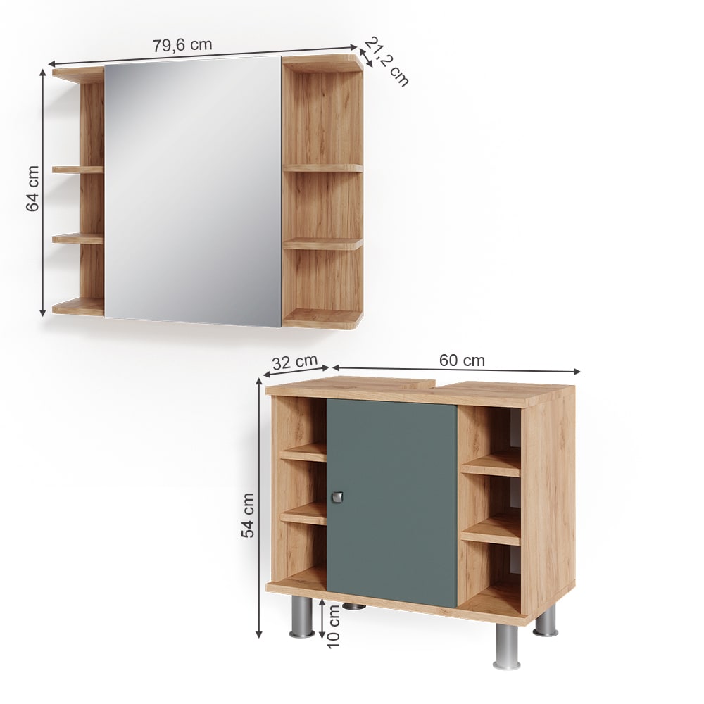 Badmöbel-Set 2-teilig Grün 60x54cm - Maisons Du Monde