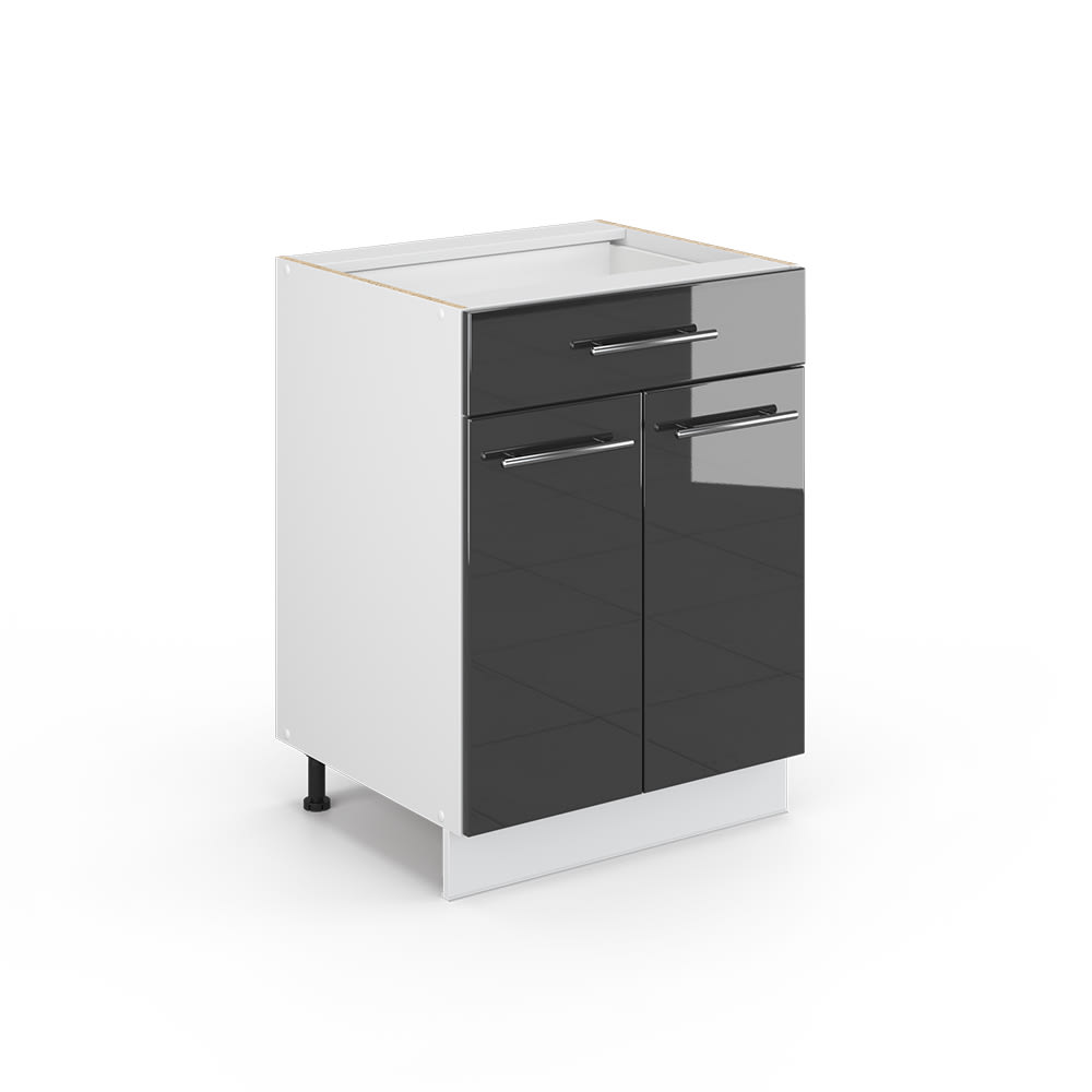 Vicco Badschrank mit Schublade ohne Arbeitsplatte Anthrazit Hochglanz 60x82 style modern Grau Spanplatte