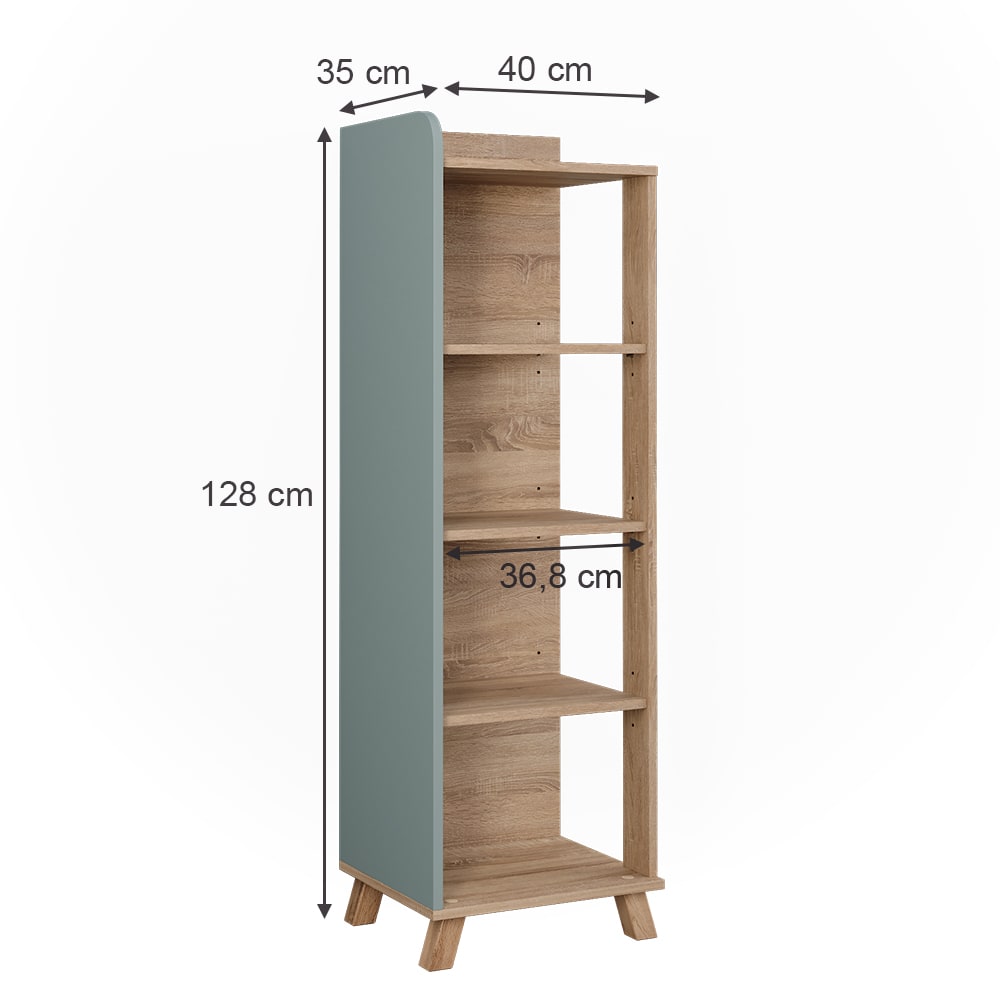 Badregal mit 4 Fächern Sonoma/Blau 40x128cm - Maisons Du Monde