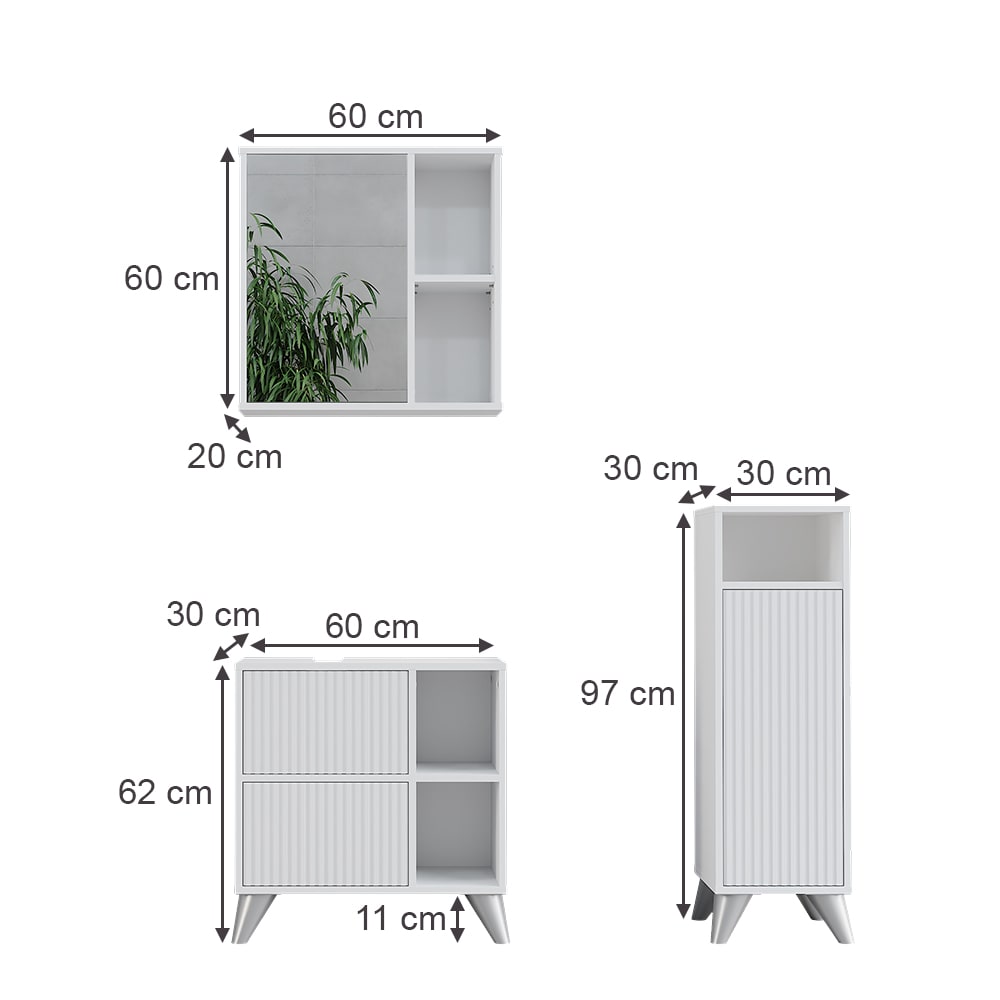 Badmöbel-Set 3-teilig Weiß 60x62cm - Maisons Du Monde