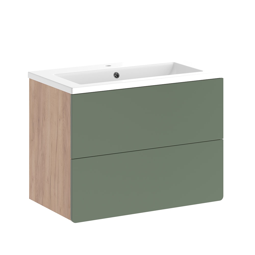 Vicco Waschbeckenunterschrank 2-teilig Goldkraft Eiche/Grün 80x59.3cm style modern Braun Spanplatte