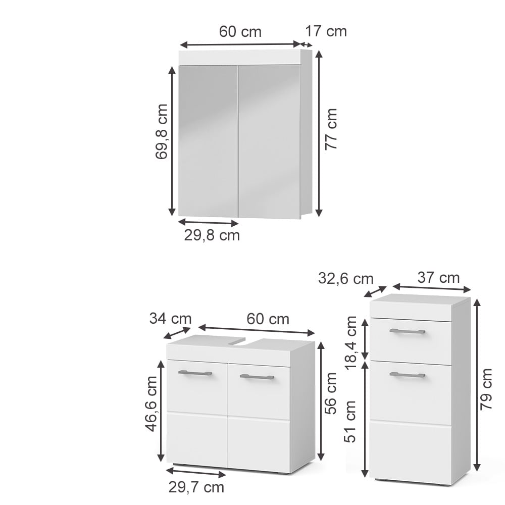 Badmöbel-Set 3-teilig Weiß 60x56cm - Maisons Du Monde