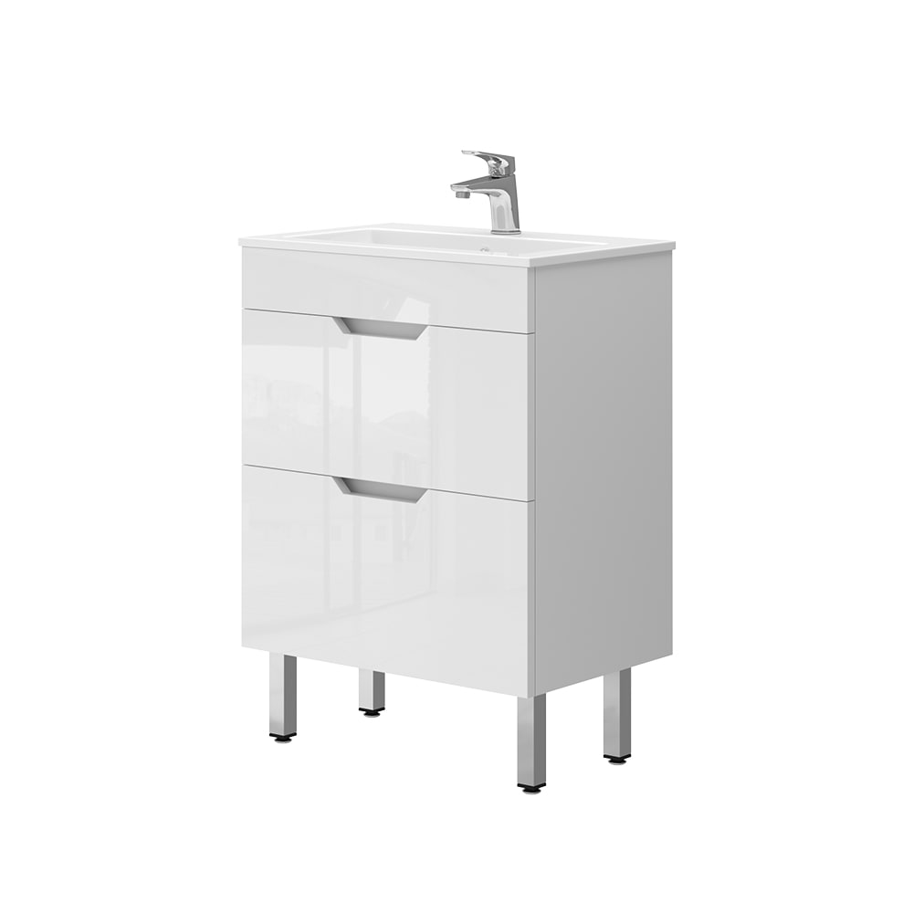 Vicco Waschbeckenunterschrank 2-teilig Weiß 60x81.5cm style modern Weiß Spanplatte
