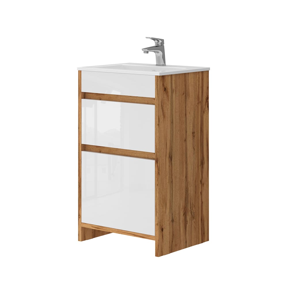 Vicco Waschbeckenunterschrank 2-teilig Goldkraft Eiche 50x81.9cm style modern Braun Spanplatte