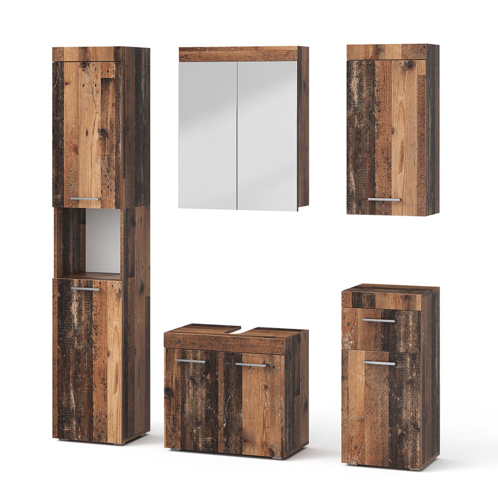 Vicco Badmöbel-Set 5-teilig Oldstyle 60x56cm style modern Braun Spanplatte