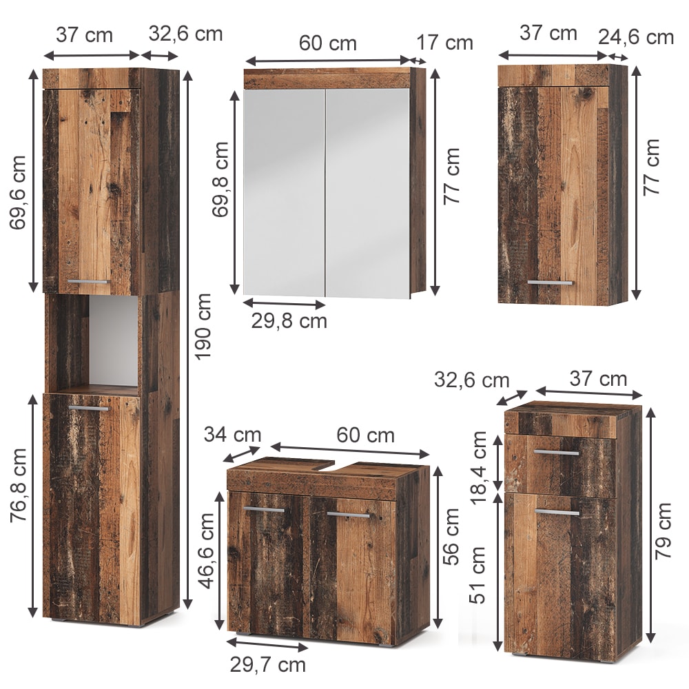Badmöbel-Set 5-teilig Oldstyle 60x56cm - Maisons Du Monde