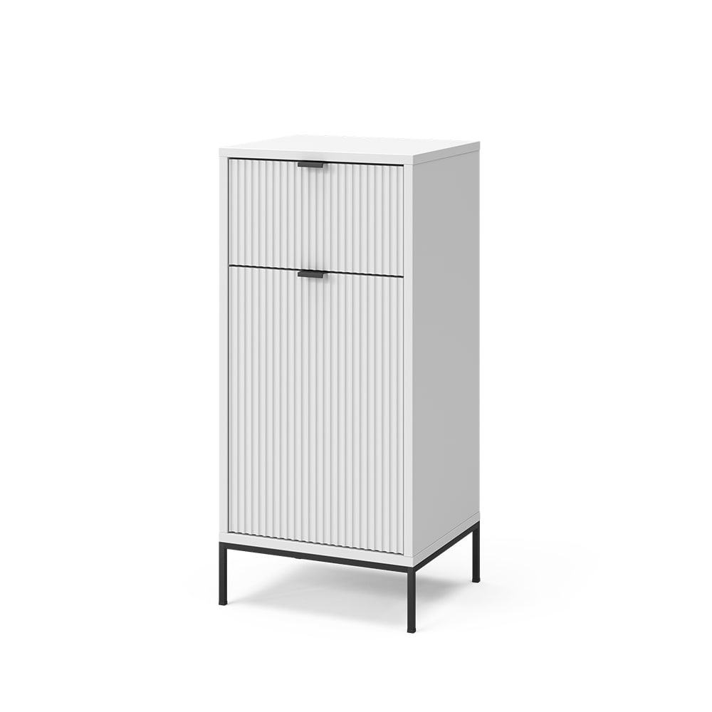 Badschrank Mit TüR Und Schublade Weiß 40X87Cm