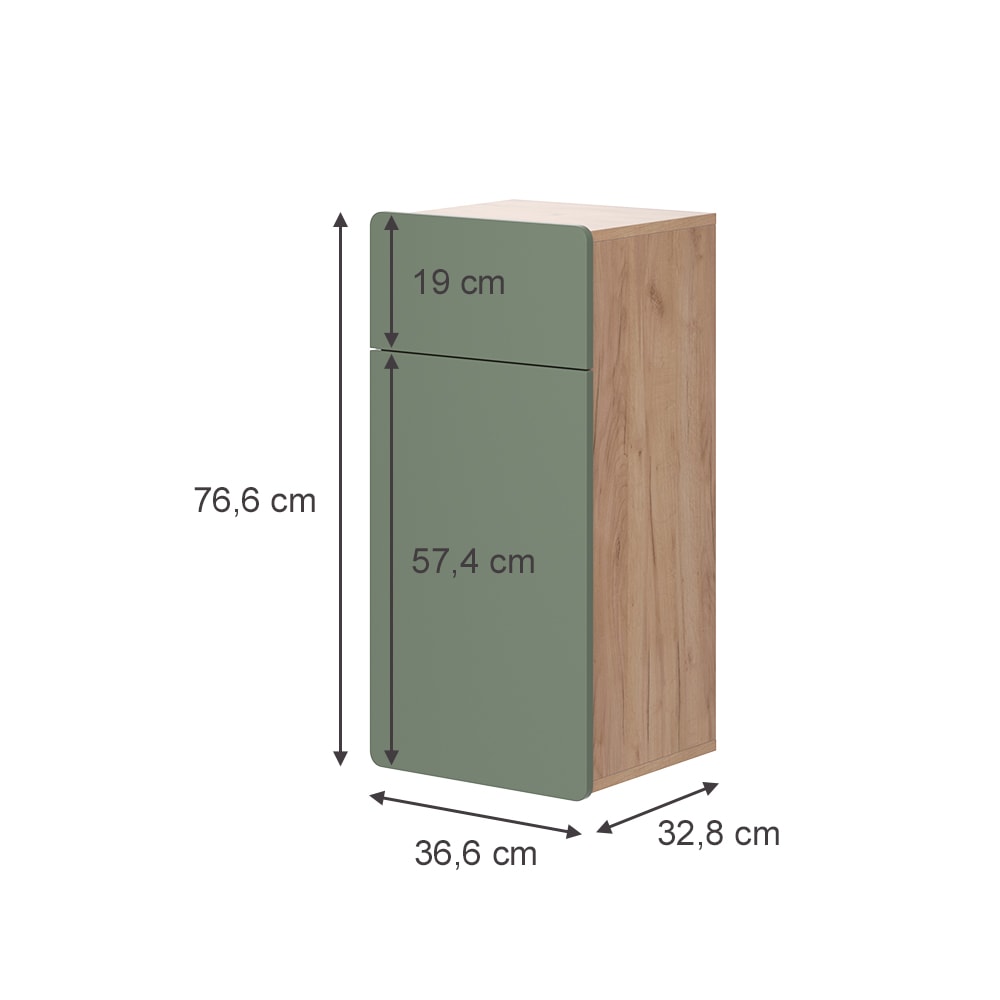 Midischrank mit Schublade und Tür Grün 36,6x76,6cm - Maisons Du