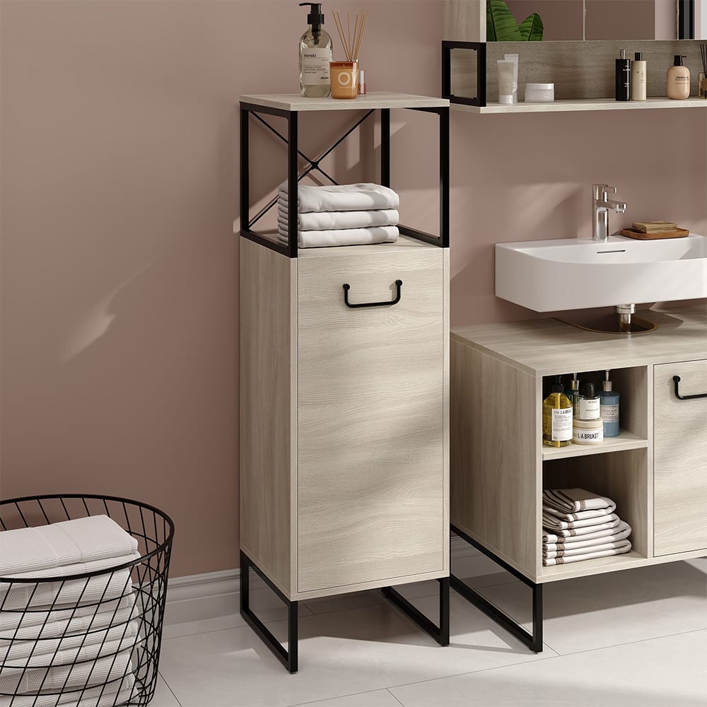 Midischrank Eiche/Schwarz 36x116.5cm - Maisons Du Monde