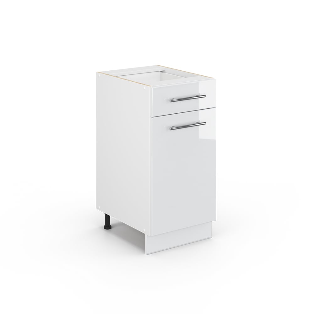 Vicco Midischrank ohne Arbeitsplatte, Weiß Hochglanz 40 x 82cm style modern Weiß Spanplatte