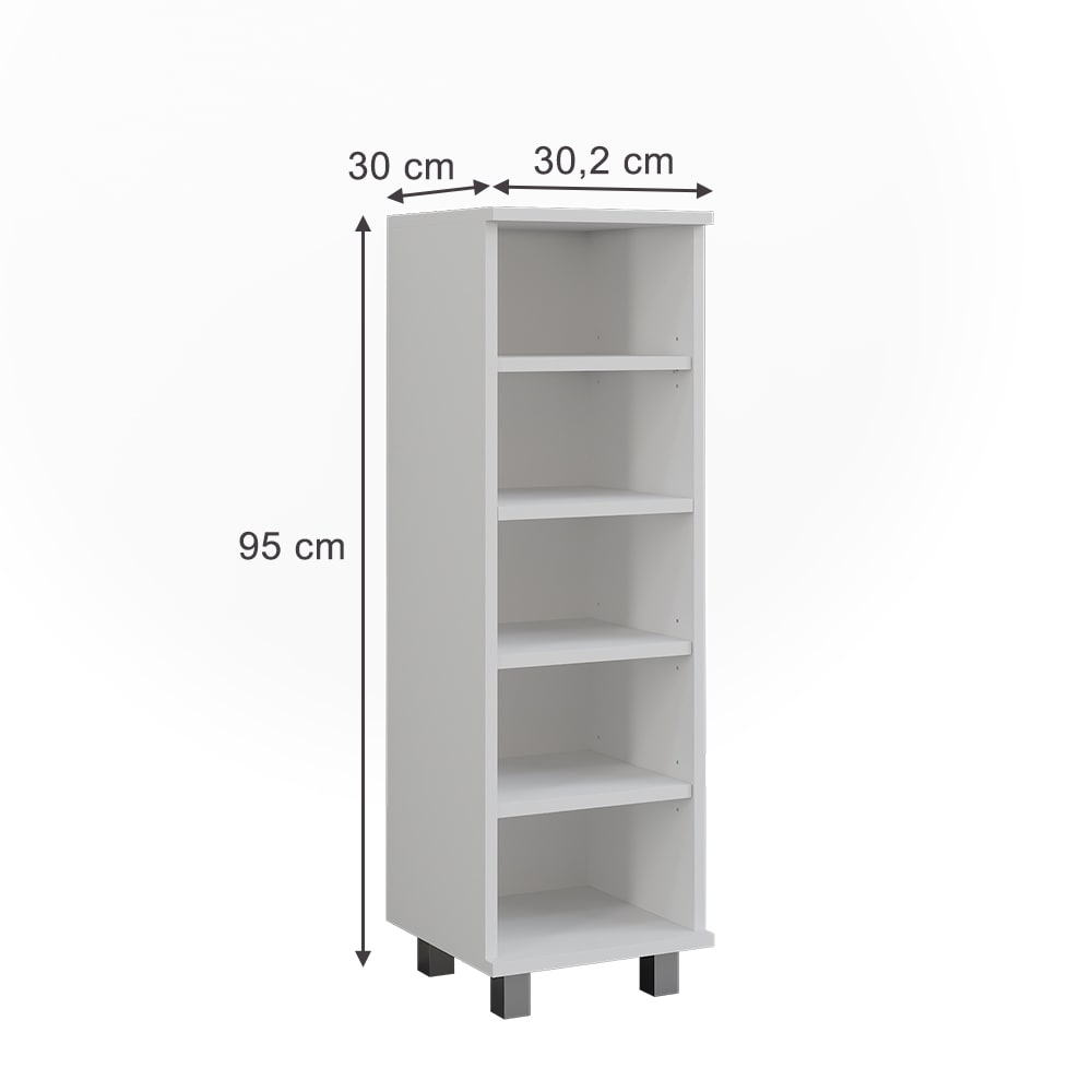 Midischrank mit 5 offenen Fächern Weiß 30.2x95cm - Maisons Du