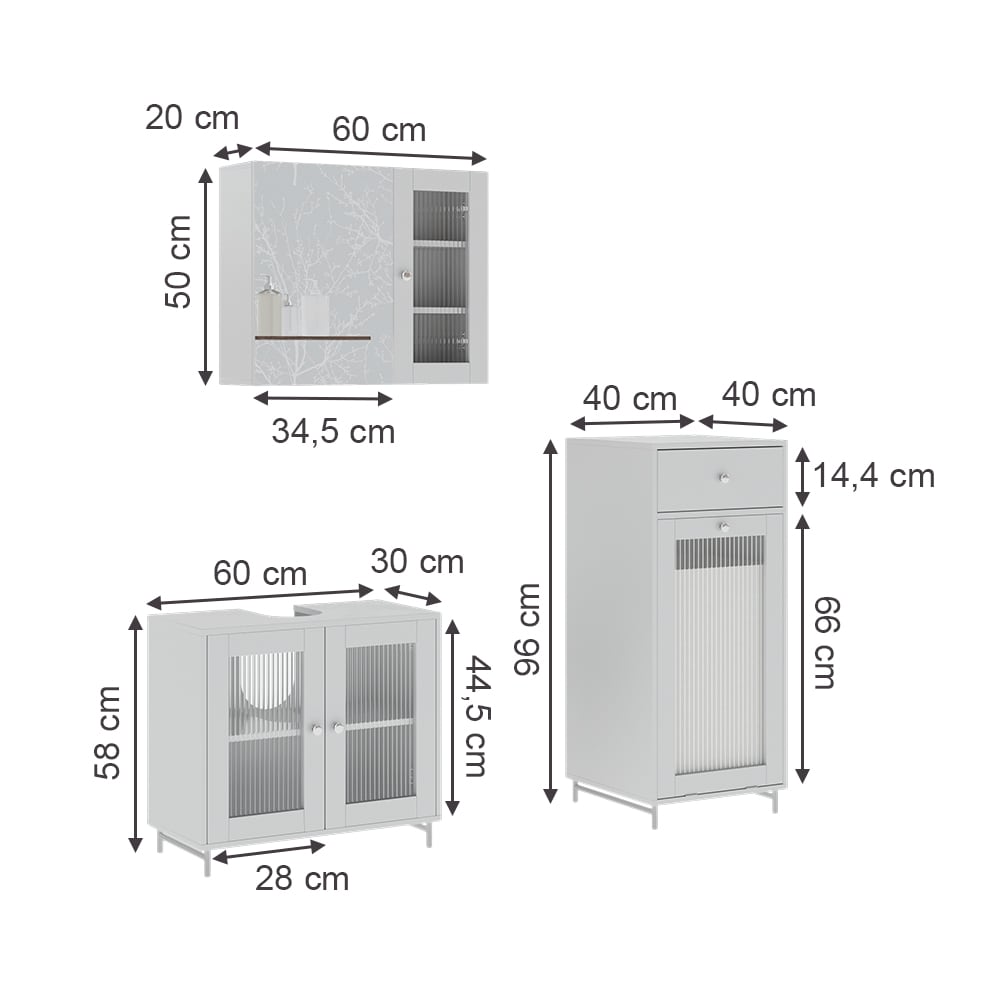 Badmöbel-Set 3-teilig Weiß 60x58cm - Maisons Du Monde