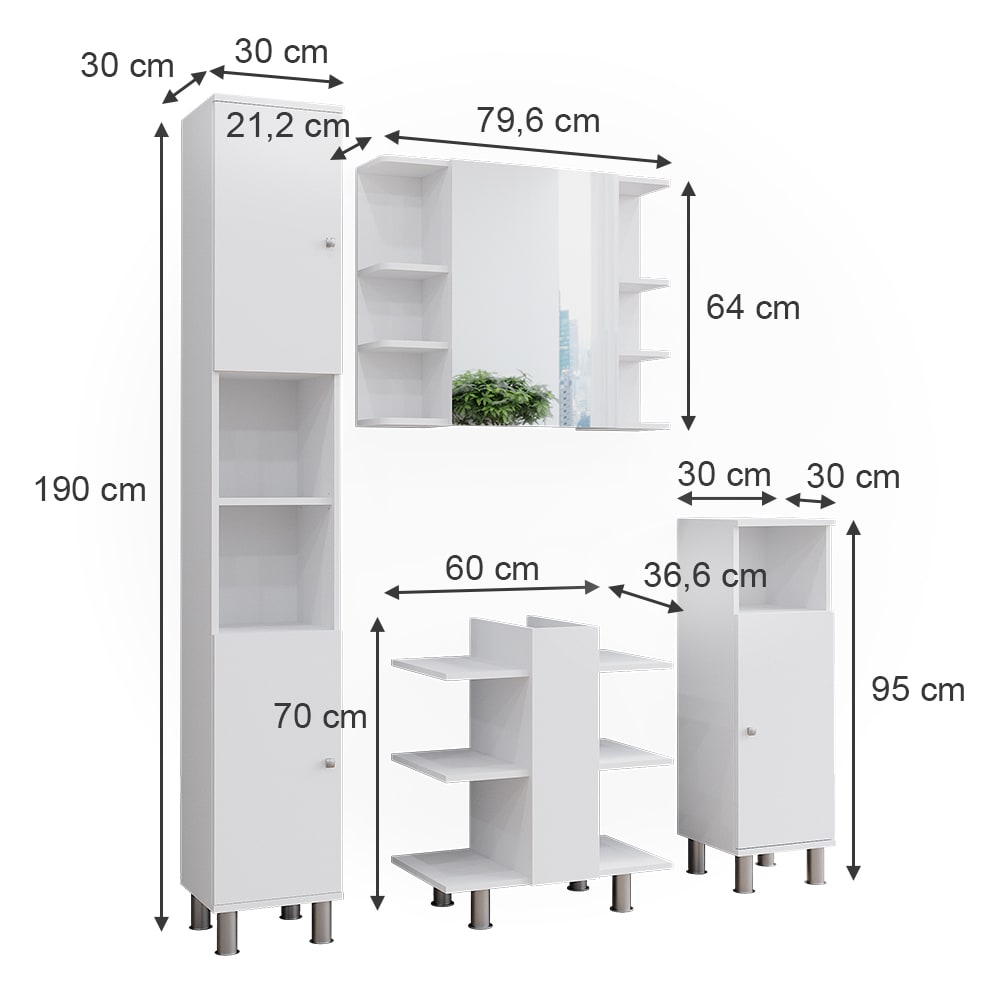 Badmöbel-Set 4-teilig Weiß 60x70cm - Maisons Du Monde