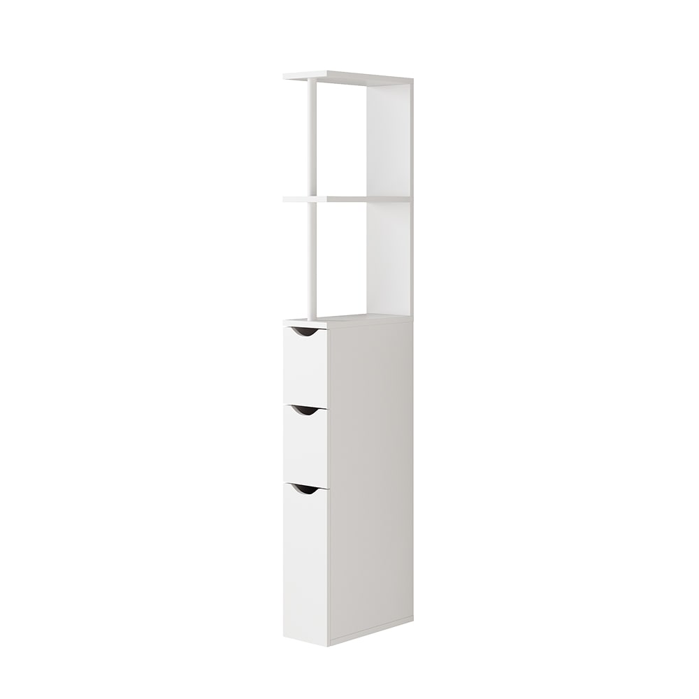 Armoire de salle de bain avec 3 tiroirs, Blanc 15 x 137cm