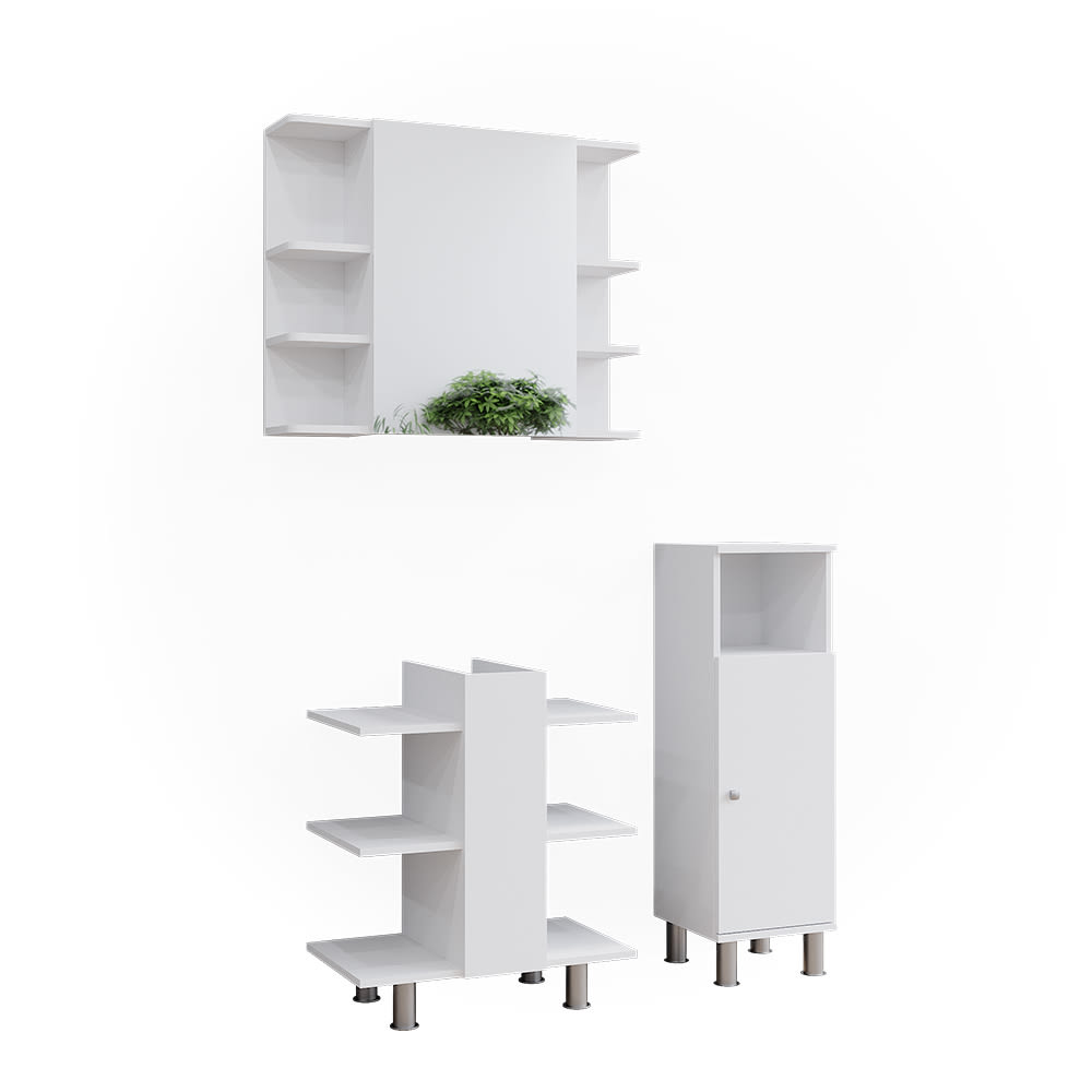 Vicco Badmöbel-Set 3-teilig Weiß 60x70cm style modern Weiß Spanplatte