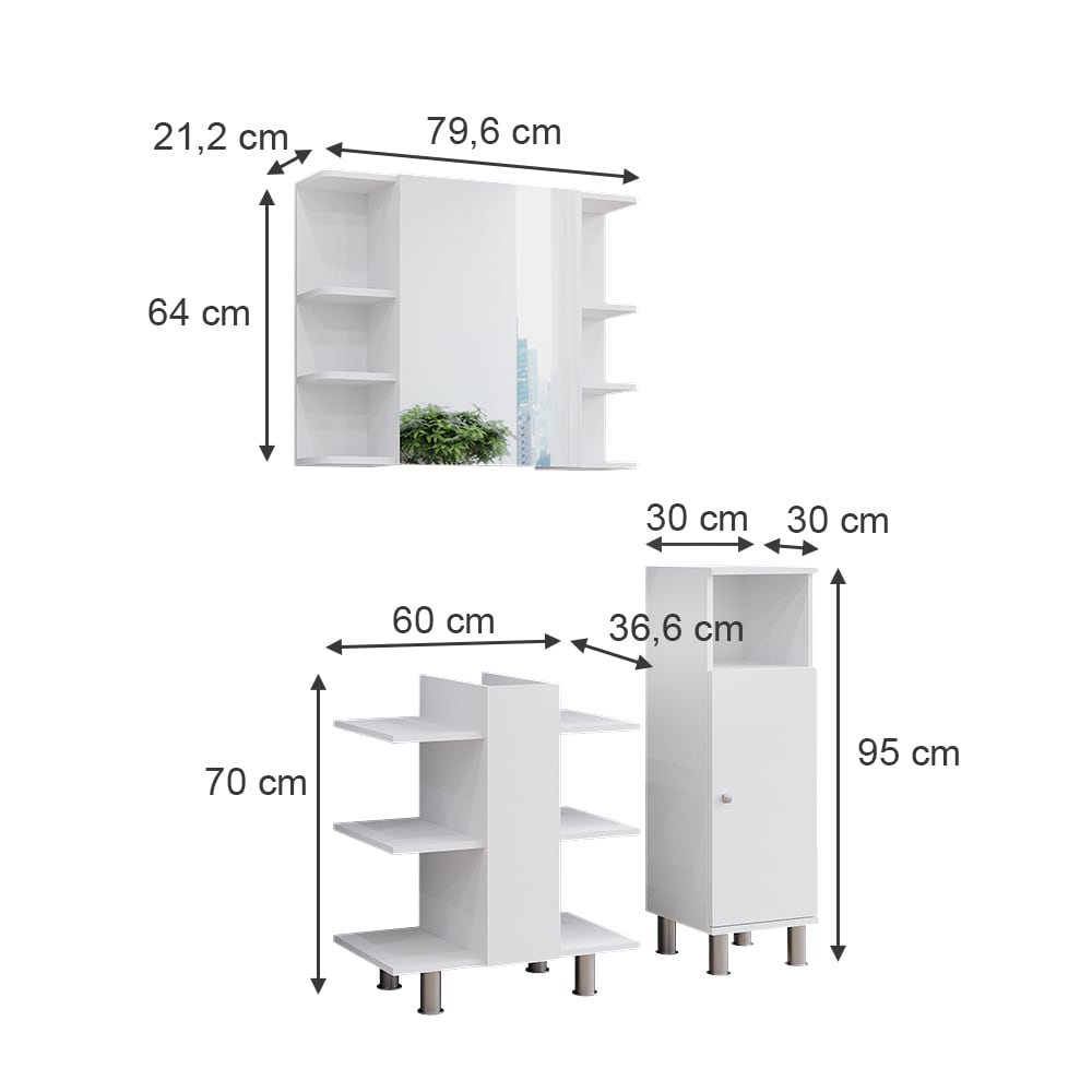 Badmöbel-Set 3-teilig Weiß 60x70cm - Maisons Du Monde