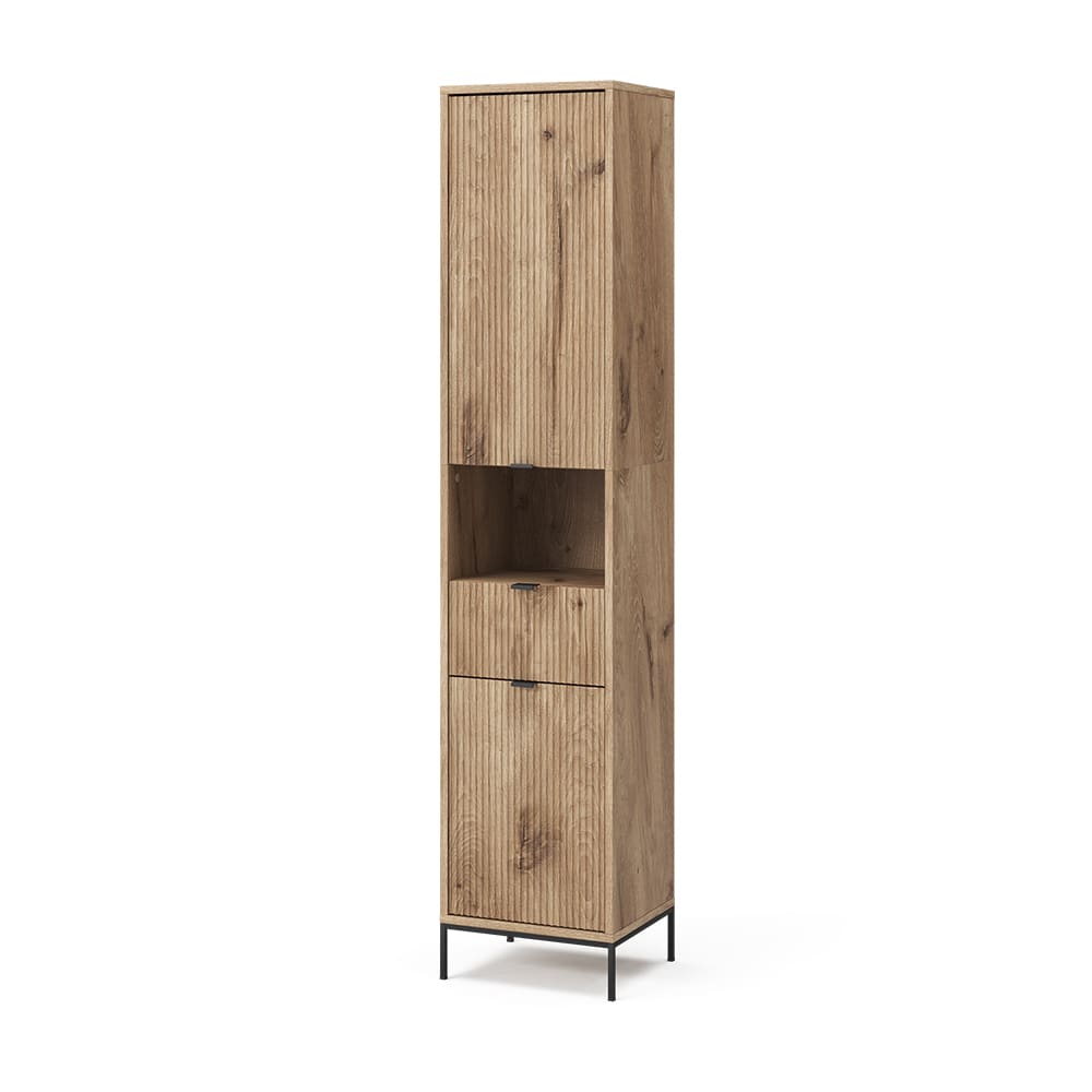 Armoire de salle de bain avec porte et tiroir Chêne Viking 40x190cm