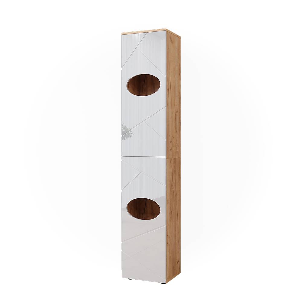 Armoire à linge Chêne doré/Blanc brillant 37,2x192 cm