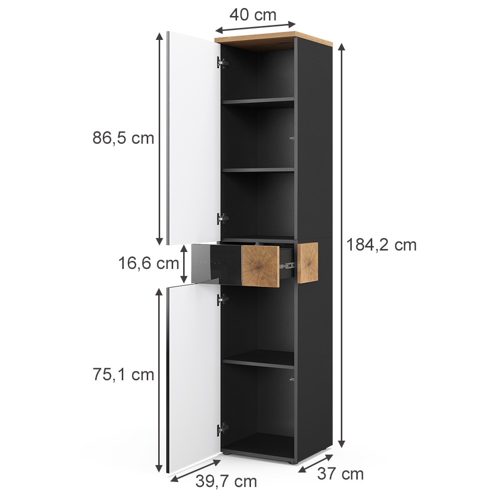 Badschrank Anthrazit 40x184.2cm - Maisons Du Monde