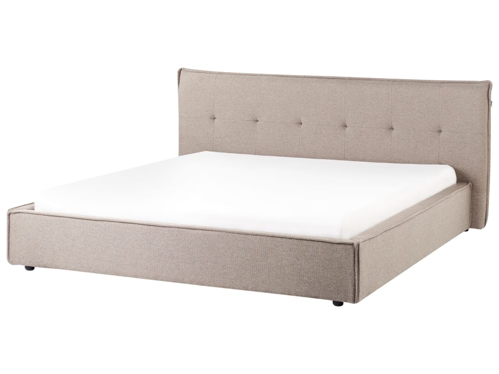 Lit double en tissu beige 180x200