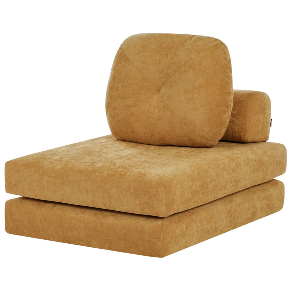 Fauteuil convertible tissu chenille moutarde — vue 4