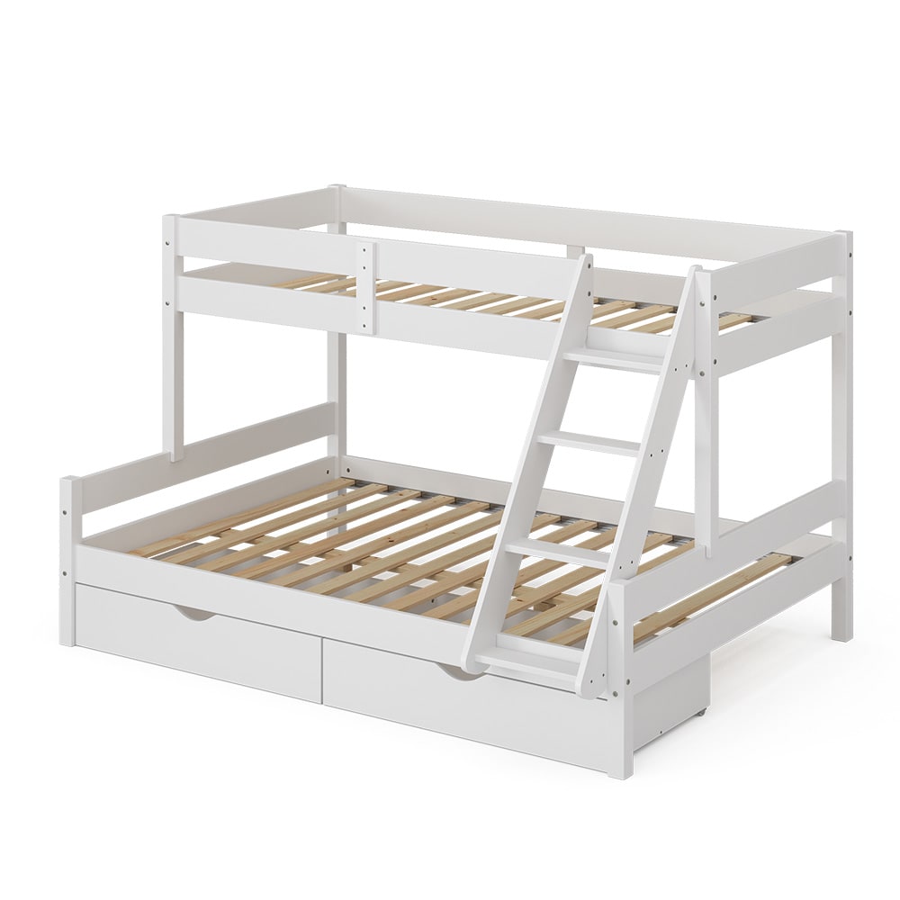 VitaliSpa Etagenbett mit Schubladen, Weiß 207.6 x 131cm style modern WEISS HOLZ Baby