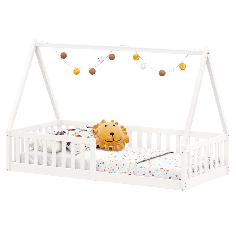 IDIMEX Hausbett aus massivem Kiefernholz 90x190 cm, weiß style modern Baby -