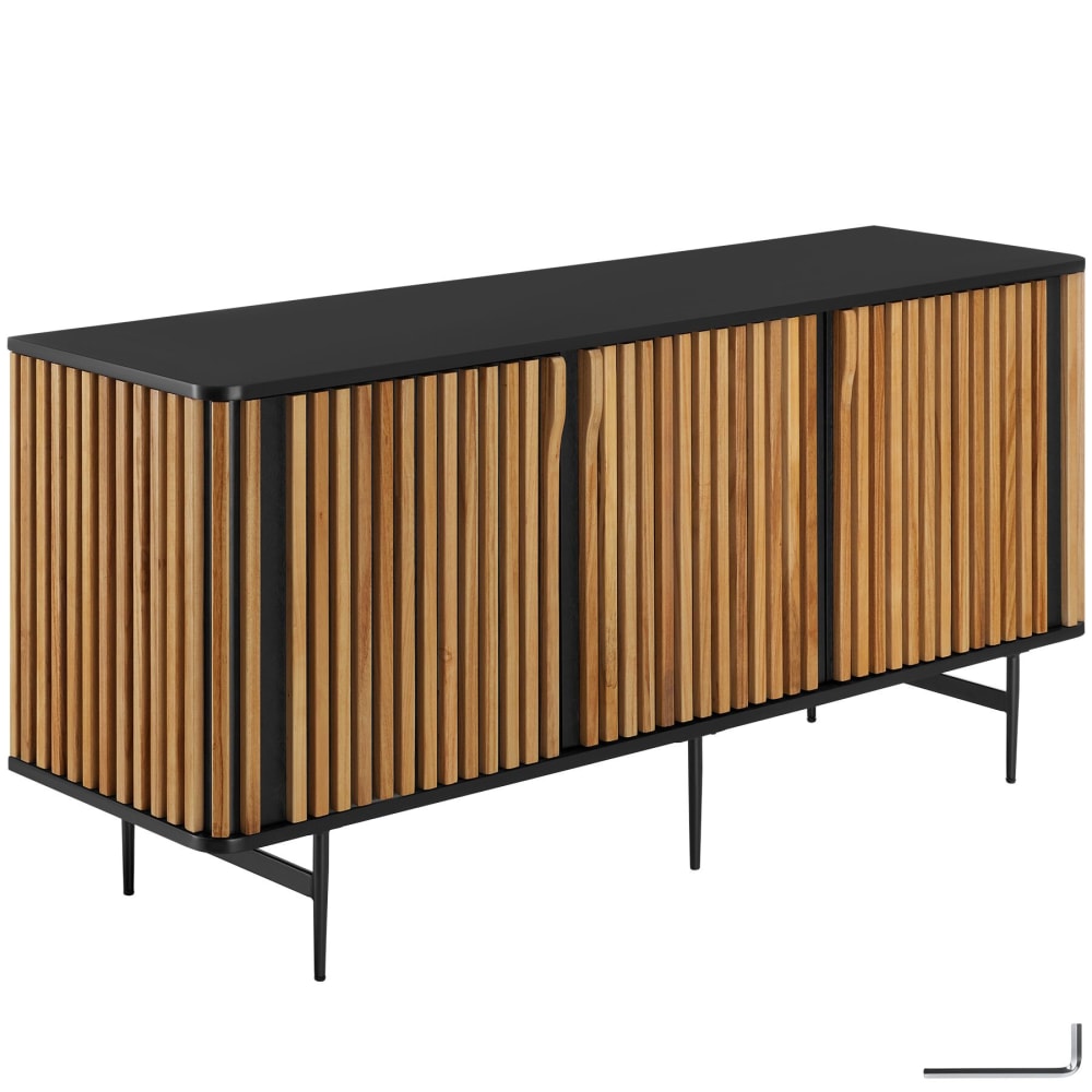 Buffet 3 compartiments avec portes magnétiques et étagères amovibles