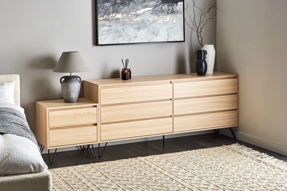 Kommode mit 6 Schubladen aus Holzwerkstoff 70cm, braun - Maisons