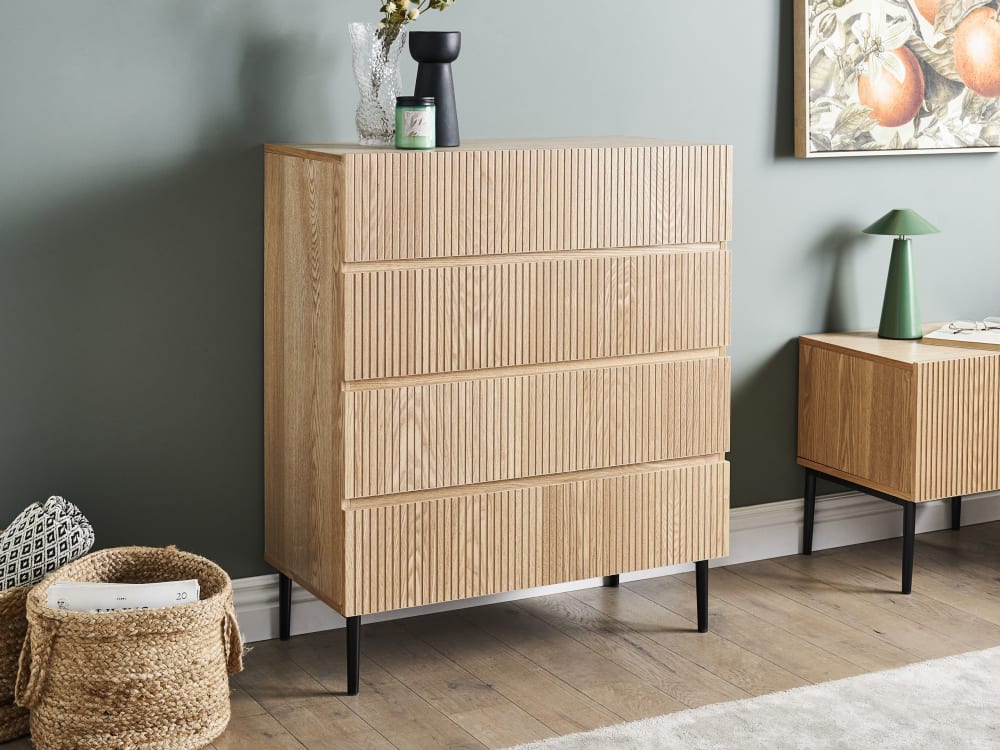Kommode mit 4 Schubladen aus Holzwerkstoff 95cm, braun - Maisons