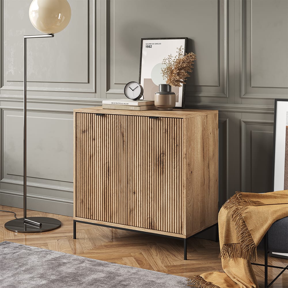 Commode  avec 2 portes, chêne viking 80 x 81.2cm