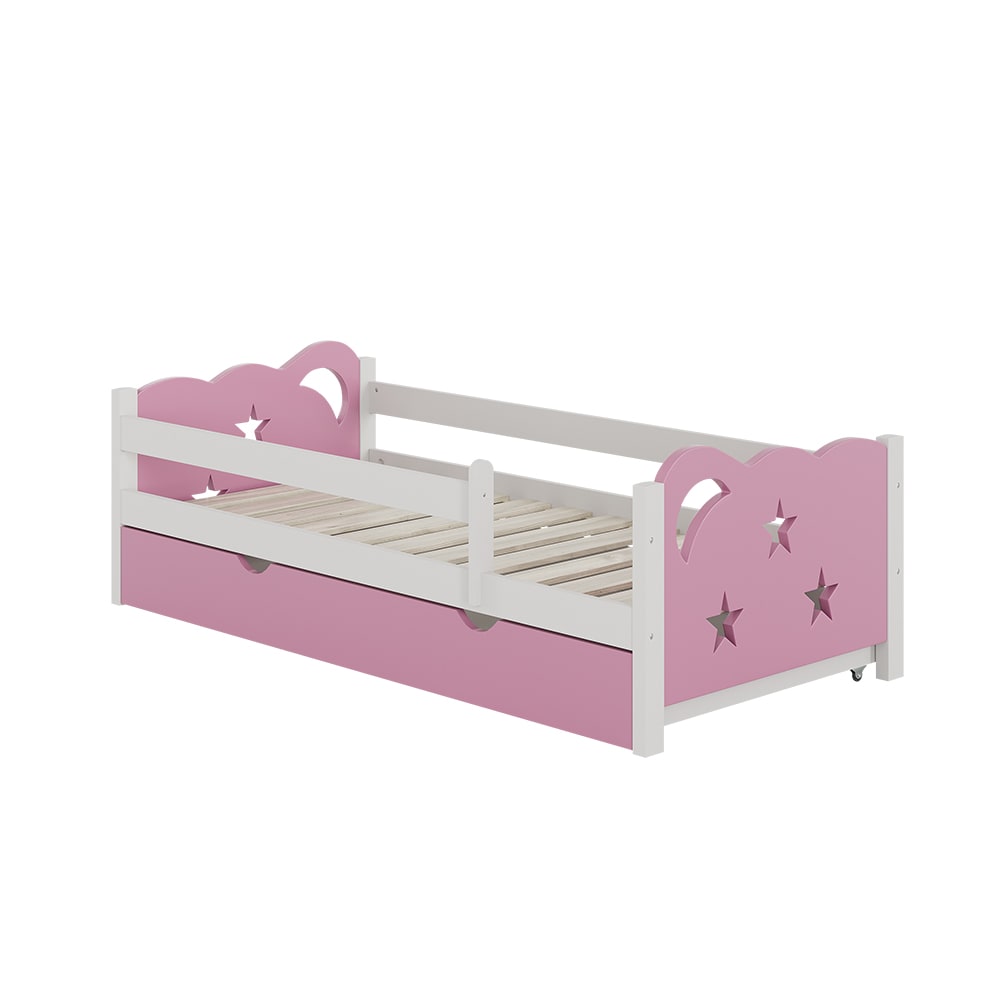 Lit pour enfant avec tiroir, sans matelas, Rose 166 x 53cm
